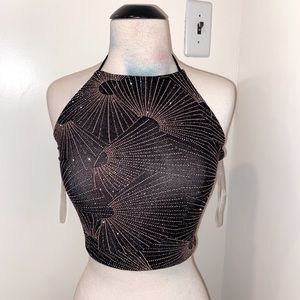 Black Windsor rhinestone crop top